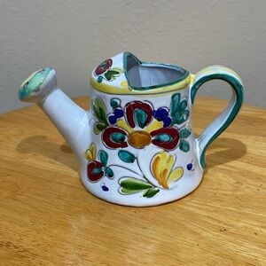 Vintage Italian pottery hand painted watering can